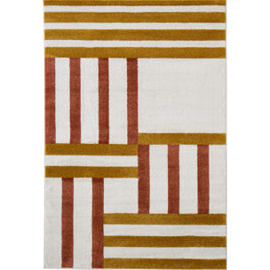 SANTAL - Tapis de salon ocre à motif géométrique