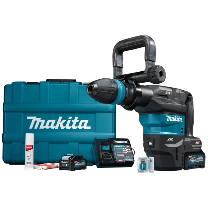 Taladro percutor SDS+ 40V Max XGT - MAKITA - con 2 baterías 40V 4.0Ah - cargador - Bluetooth - MakPac - DC40RA - HR005GM202
