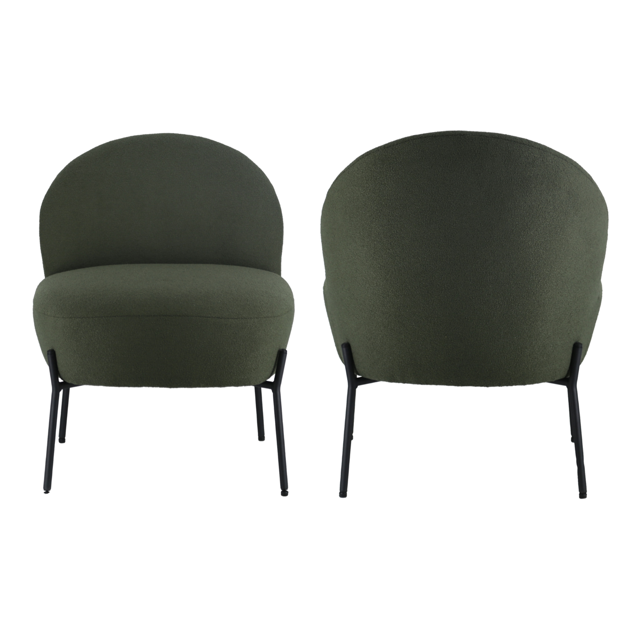 Fauteuil en tissu boucle vert kaki HELMI