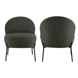Fauteuil en tissu boucle vert kaki HELMI