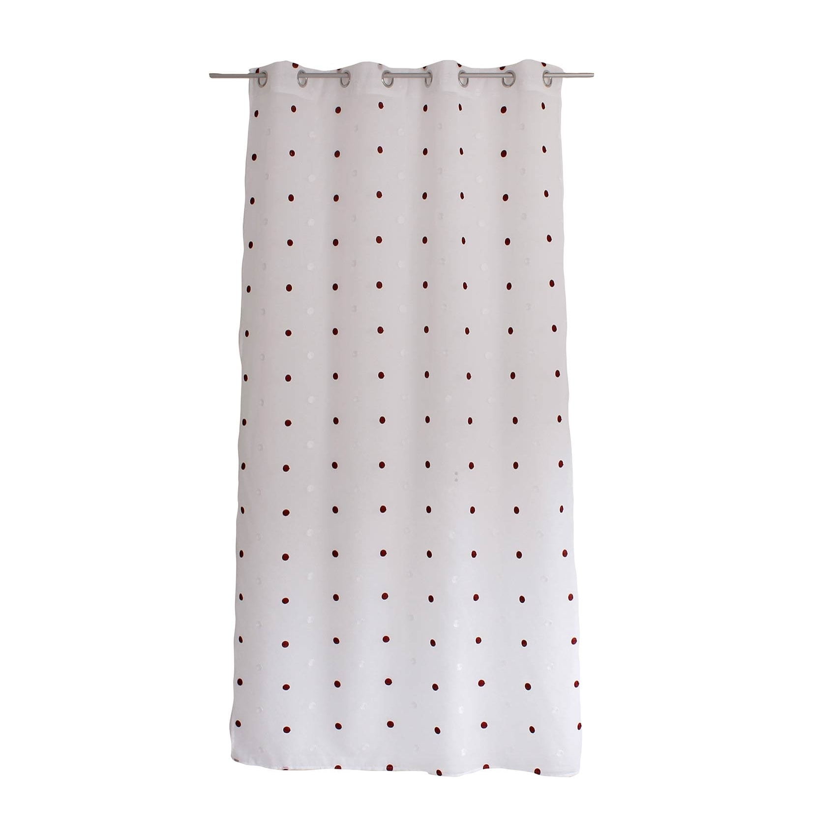 Voilage sablé brodé 'Pois colorés' - Bordeaux
