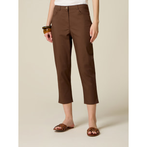 Oltre - Pantaloni capri misto cotone - Marrone