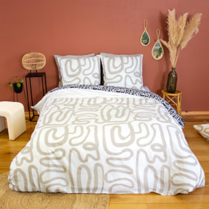 Parure de lit coton réversible 2 places motif graphique TAYA