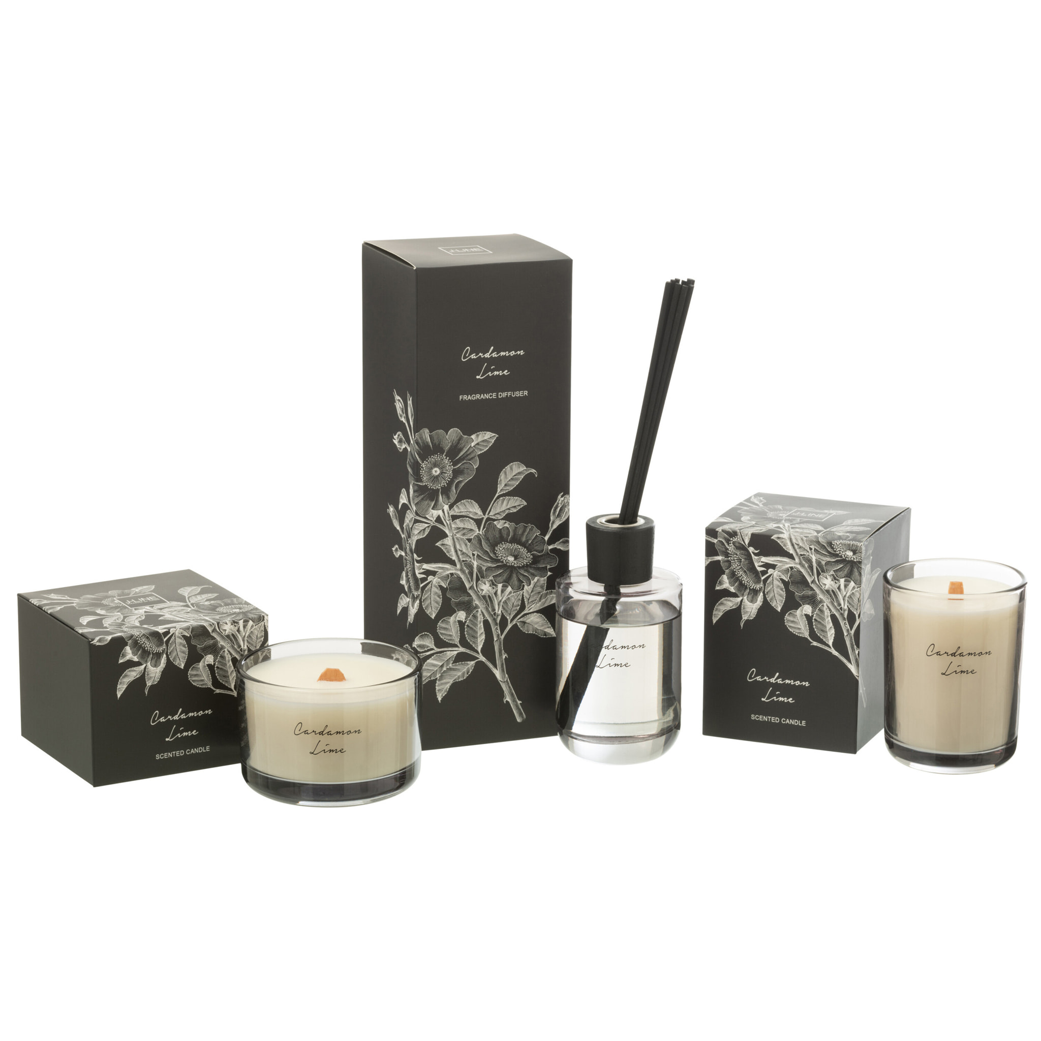 J-Line Bâtonnets parfumés Walk in the Woods - Cardamome Citron Vert - zwart - 180 ml