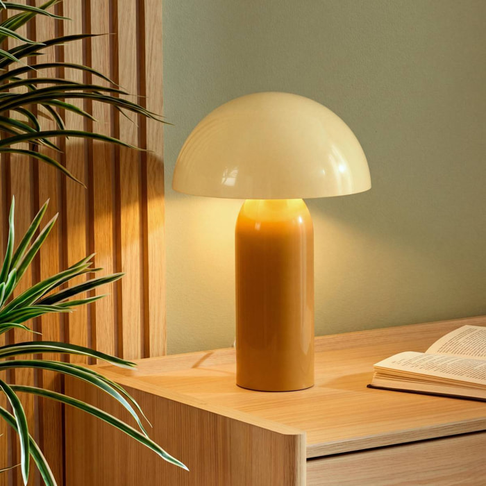 Lampe champignon Lito H. 37 cm jaune bicolore