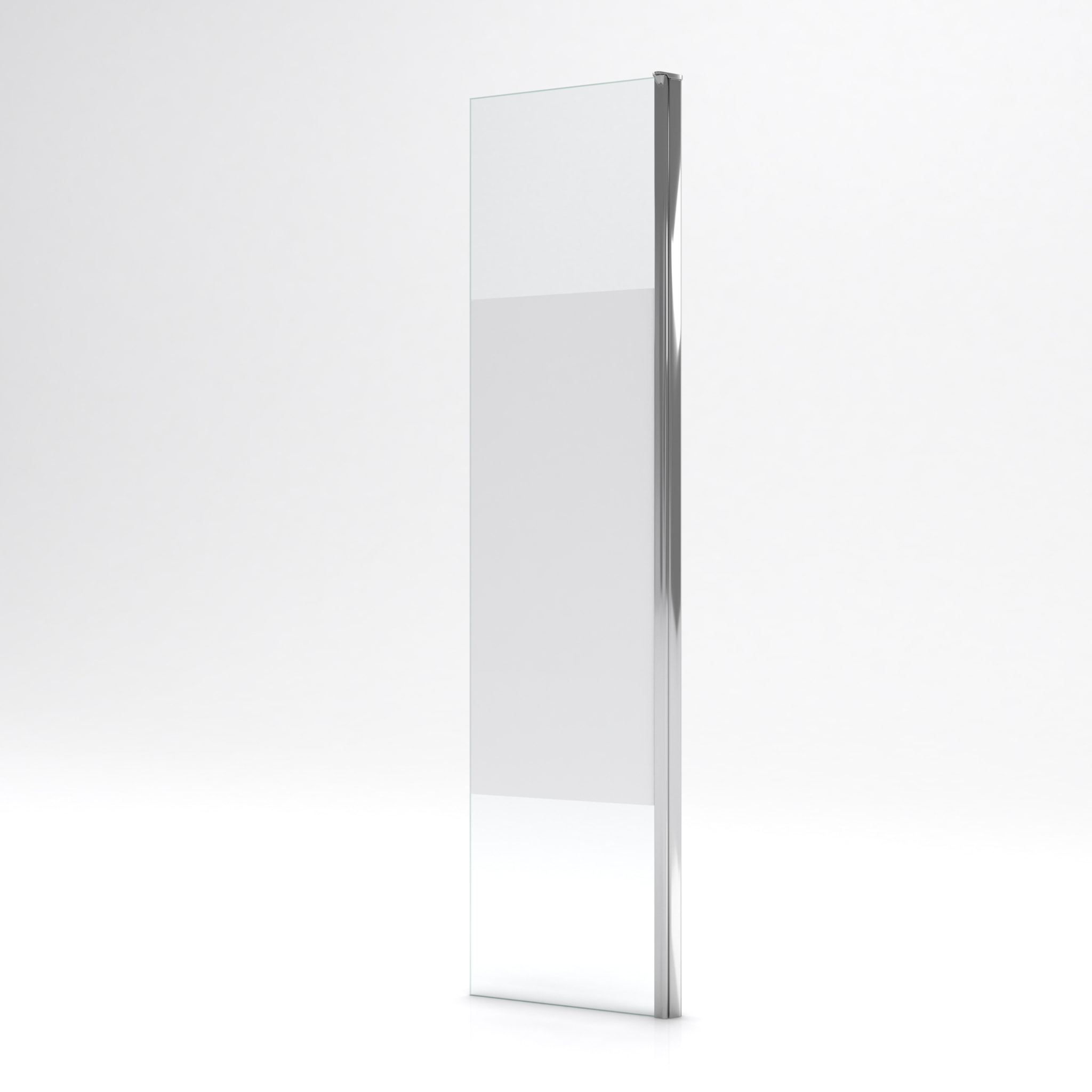 Volet pivotant pour paroi de douche fixe - 40x200cm - Verre 6 mm avec bande dépolie - Profile Chromé