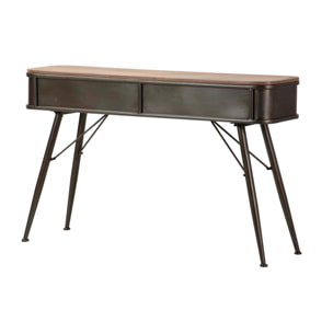 Consola Madera Metal Marron Negro 120x34x74 Cm