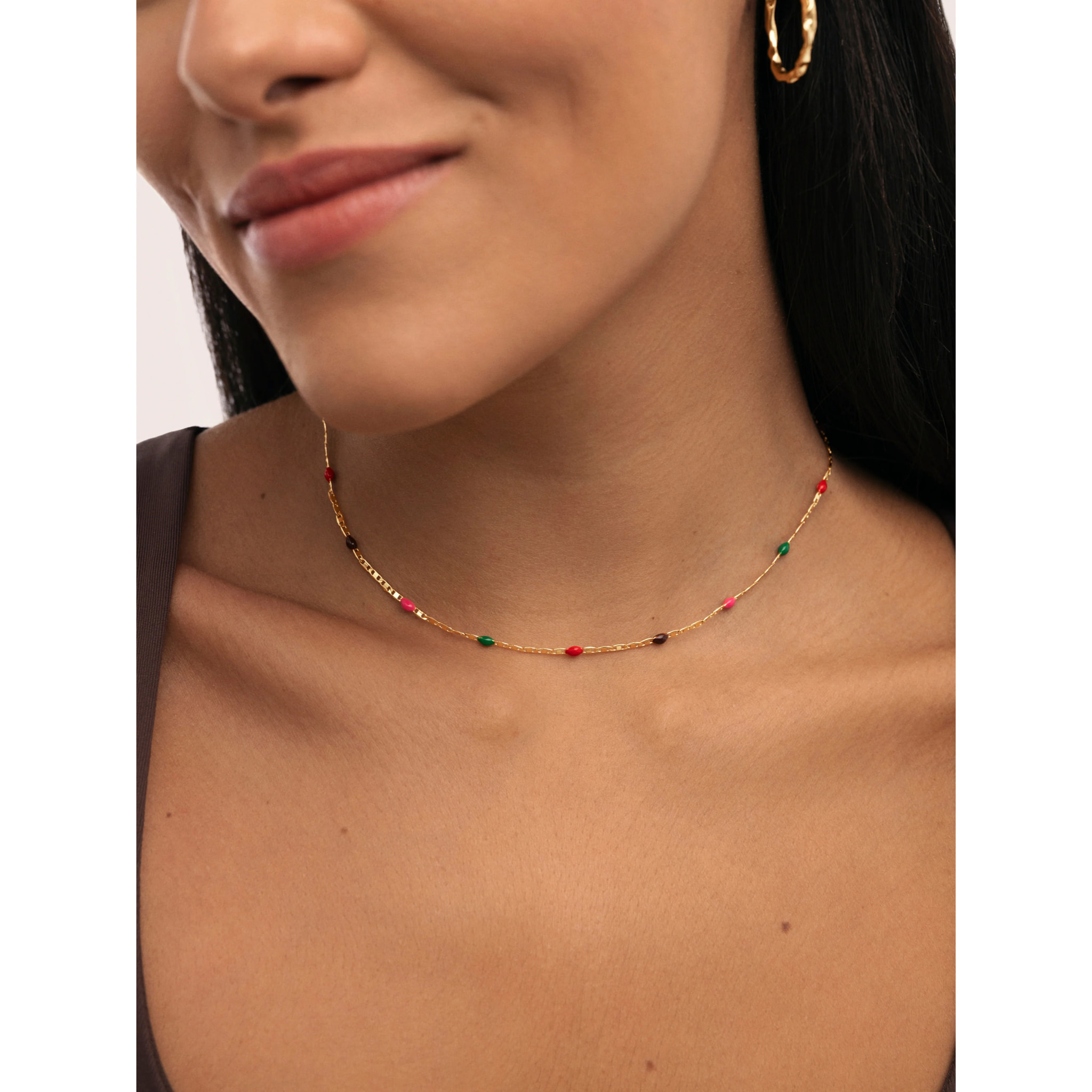 Collana Fine Enamel Miele Placcato Oro