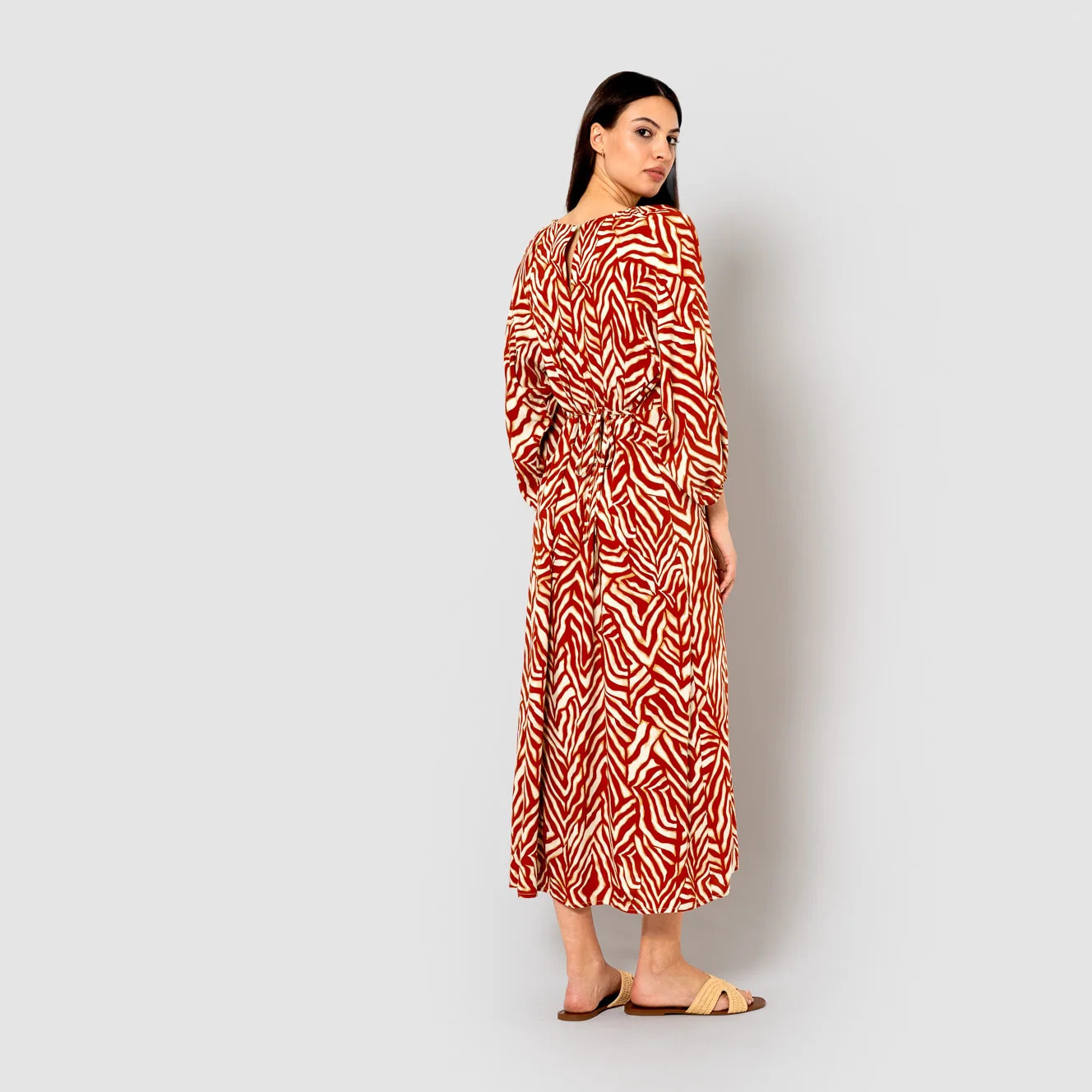 Vestido midi viscosa portabales teja