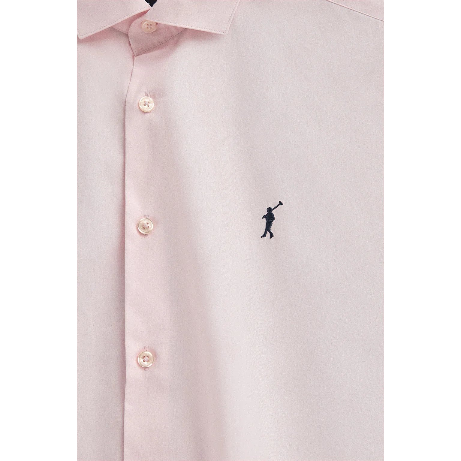 Camisa rosa de poplin y corte slim con logo Rigby Go