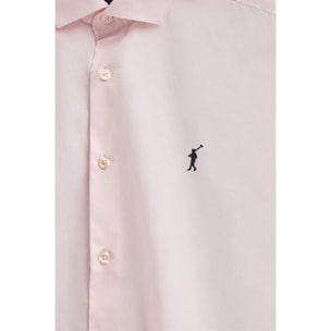 Camisa rosa de poplin y corte slim con logo Rigby Go