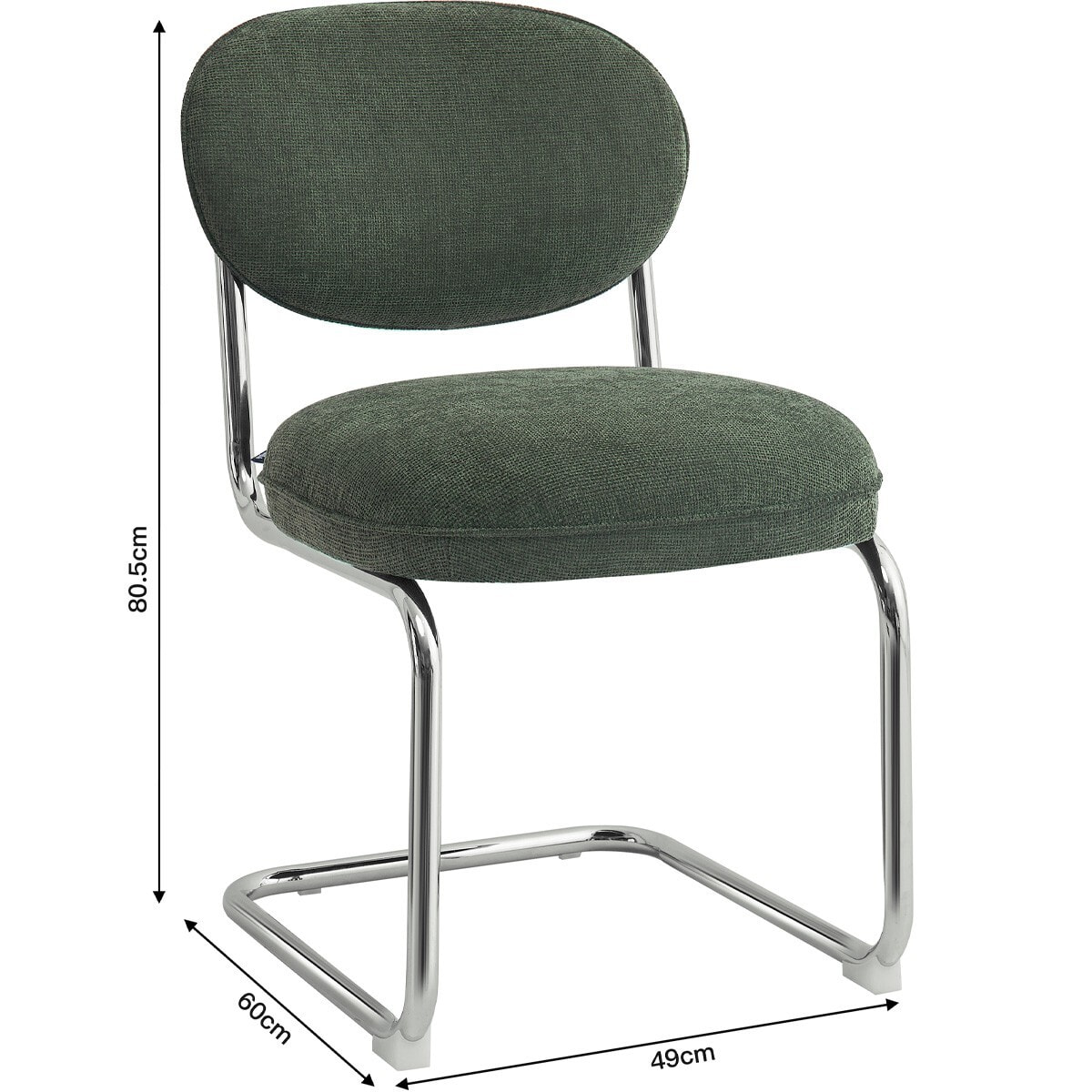 Lot de 2 chaises de salle à manger chromées en tissu chenille - LOU