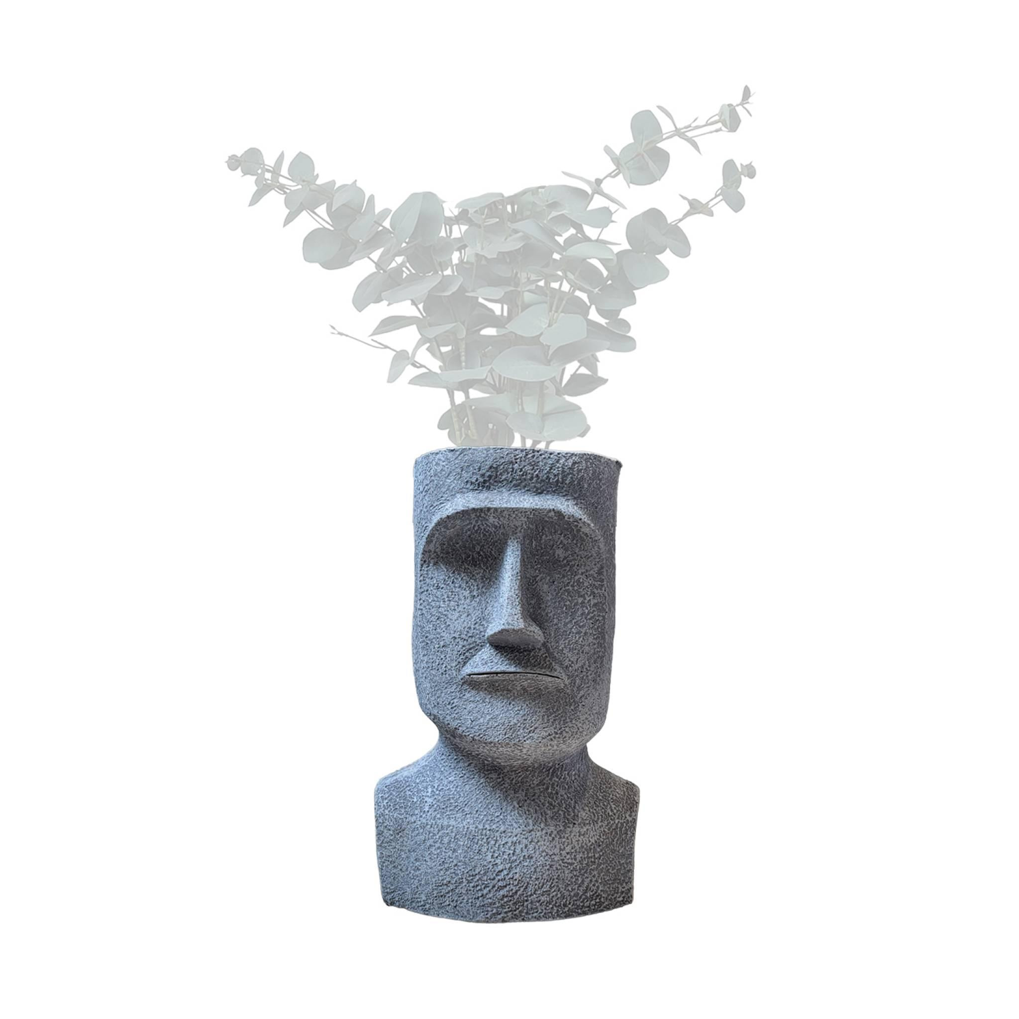 Cache pot figurine Aztèque. porte plante statuette en magnesia H42cm