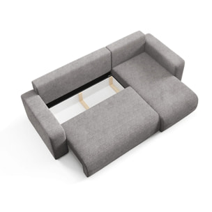 GLORIA - Canapé d'angle droit convertible 4 places en tissu gris foncé