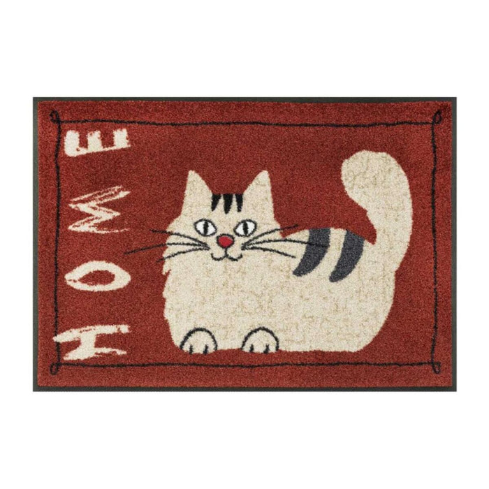 Paillasson 50x75 tissé motif animaux CATOME rouge