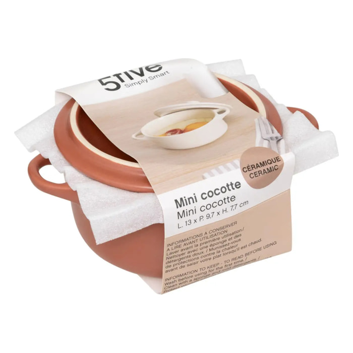 Cocotte ronde en céramique blanc 10cm