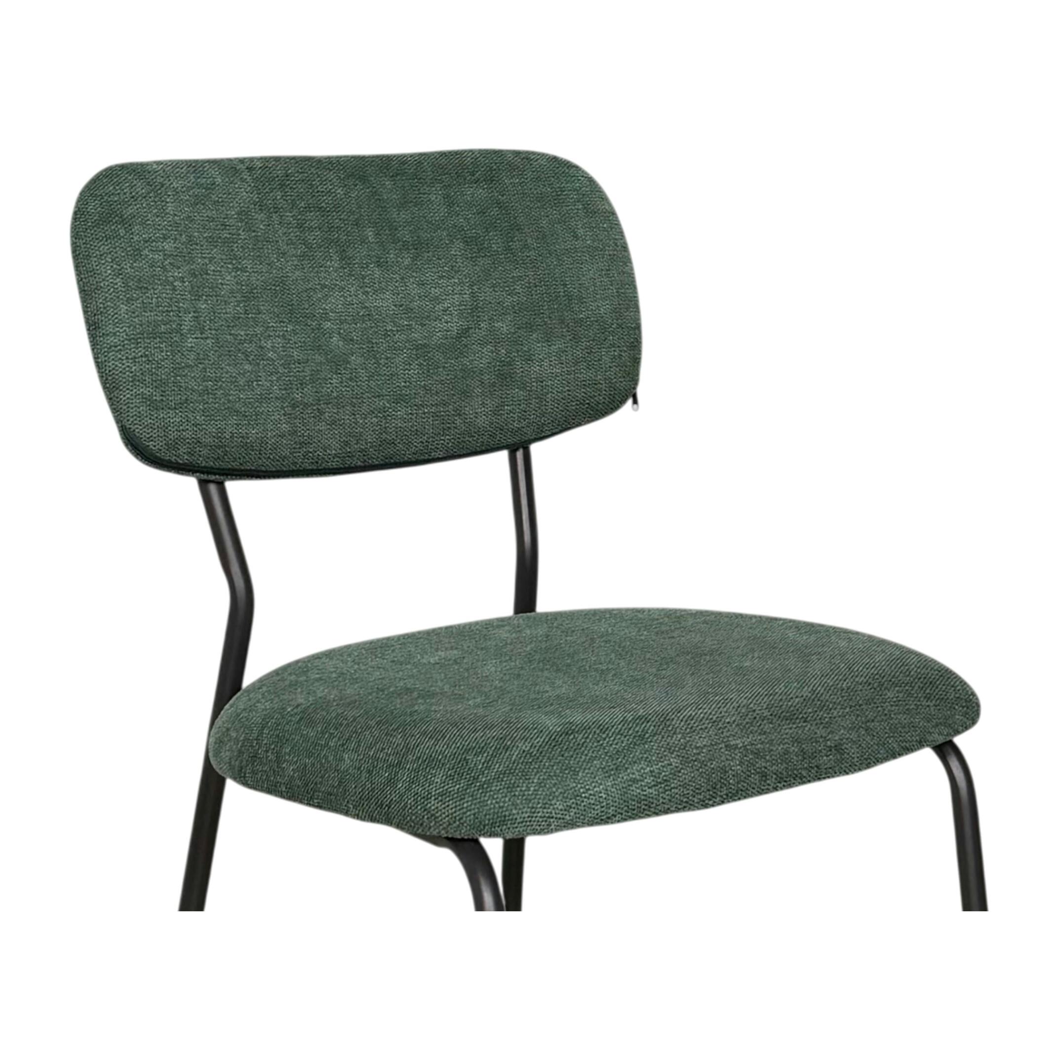 Chaise tissu vert foncé style écolier (lot de 2) MALANG