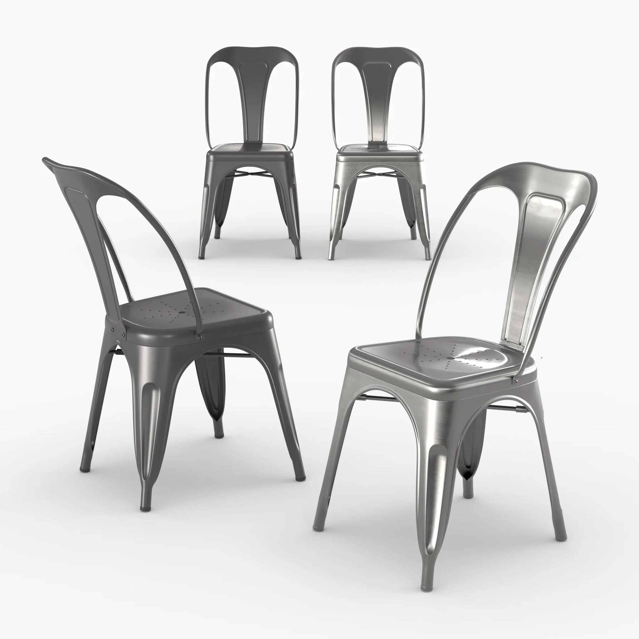 Pack 4 chaises industrielles en métal gris - Indus