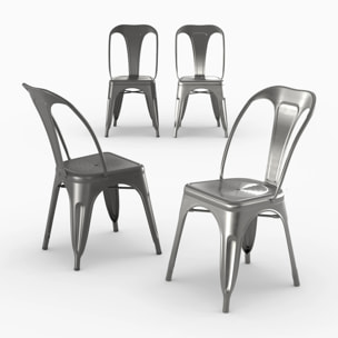 Pack 4 chaises industrielles en métal gris - Indus