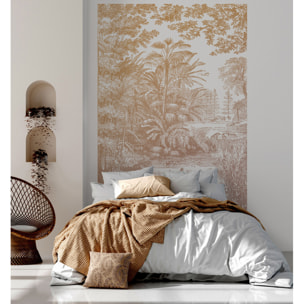 Papier peint panoramique Araucaria - Ocre Rose - Un décor mural de 4 lés (192x270cm), créé et fabriqué en France