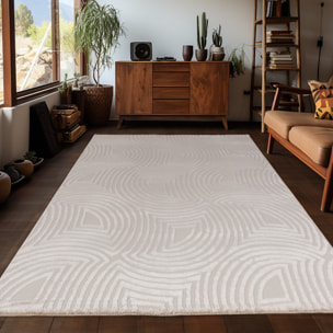 OIA - Tapis moderne à motif géométrique nuance ton sur ton Beige