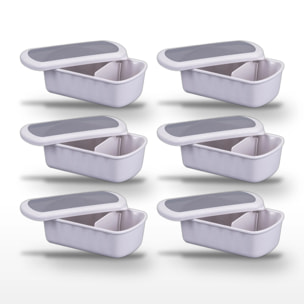 Lot de 6 Lunchbox Beige à compartiment réglable 1 litre sans BPA Fackelmann Storage
