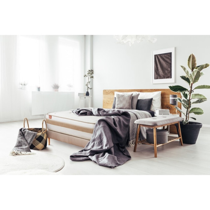 Ensemble LE RAFFINÉ - Ressorts ensachés + Mémoire de forme BioVisco - Ep. 26 + sommier Beige