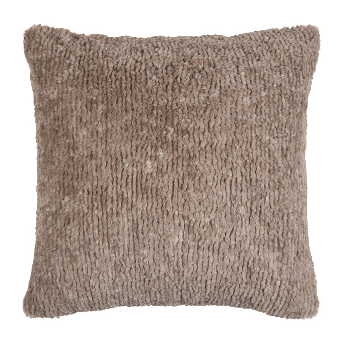 Coussin carré fausse fourrure avec recto velours - Taupe