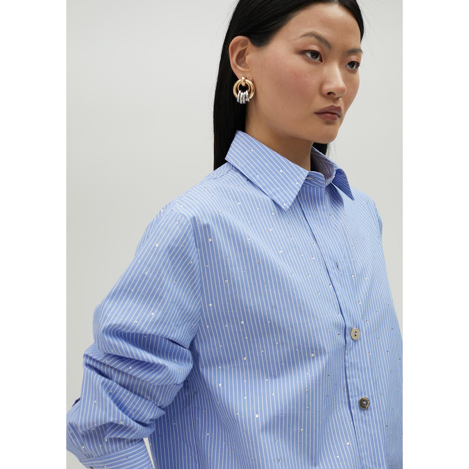 Camicia a righe con strass