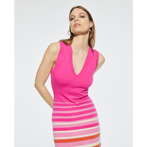 Abito Midi a Righe in Maglia