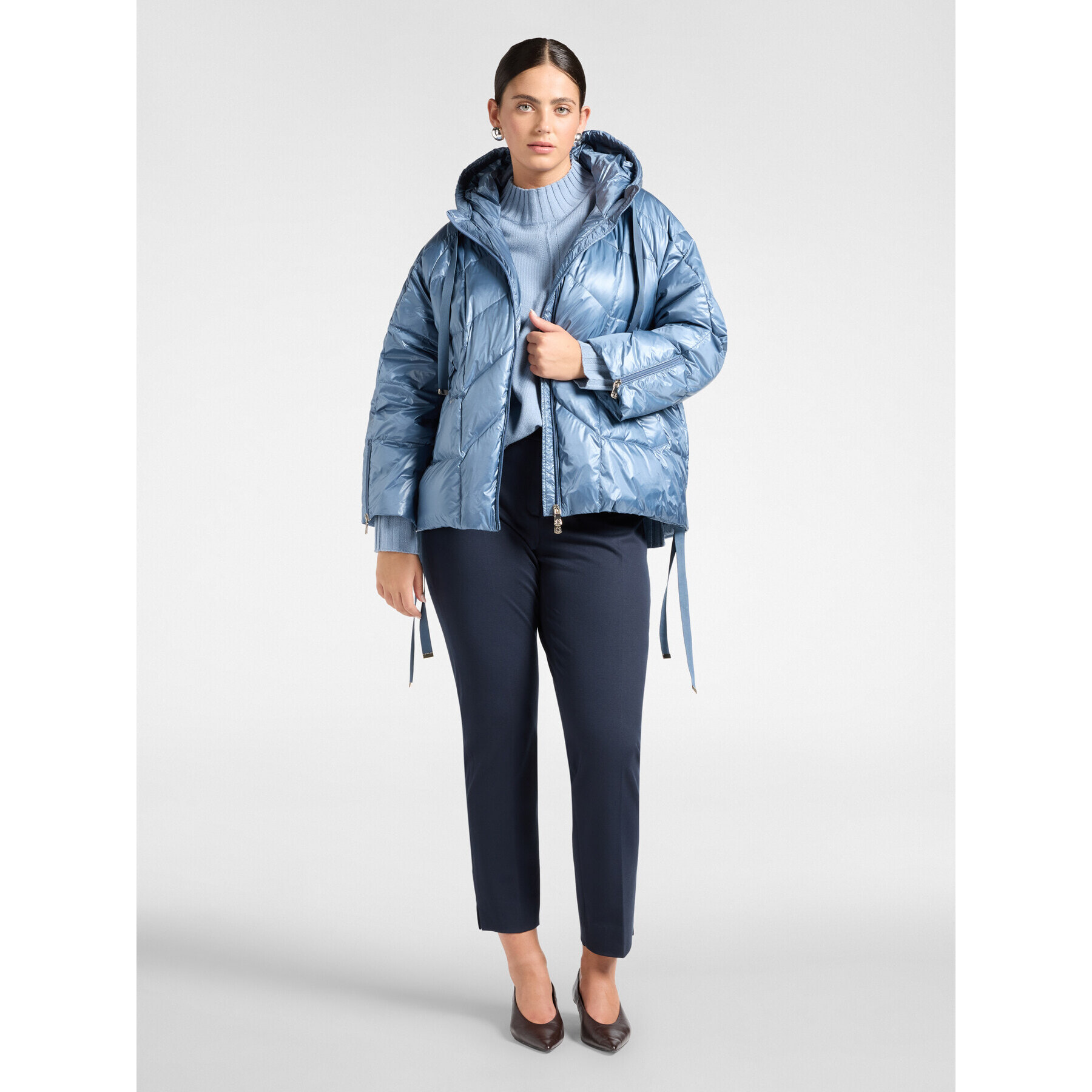 Elena Mirò - Plumífero acolchado de nylon con capucha - Light - blue