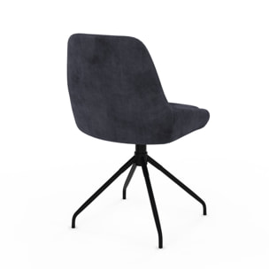 Chaises Olivia pivotantes velours gris pieds métal - lot de 2