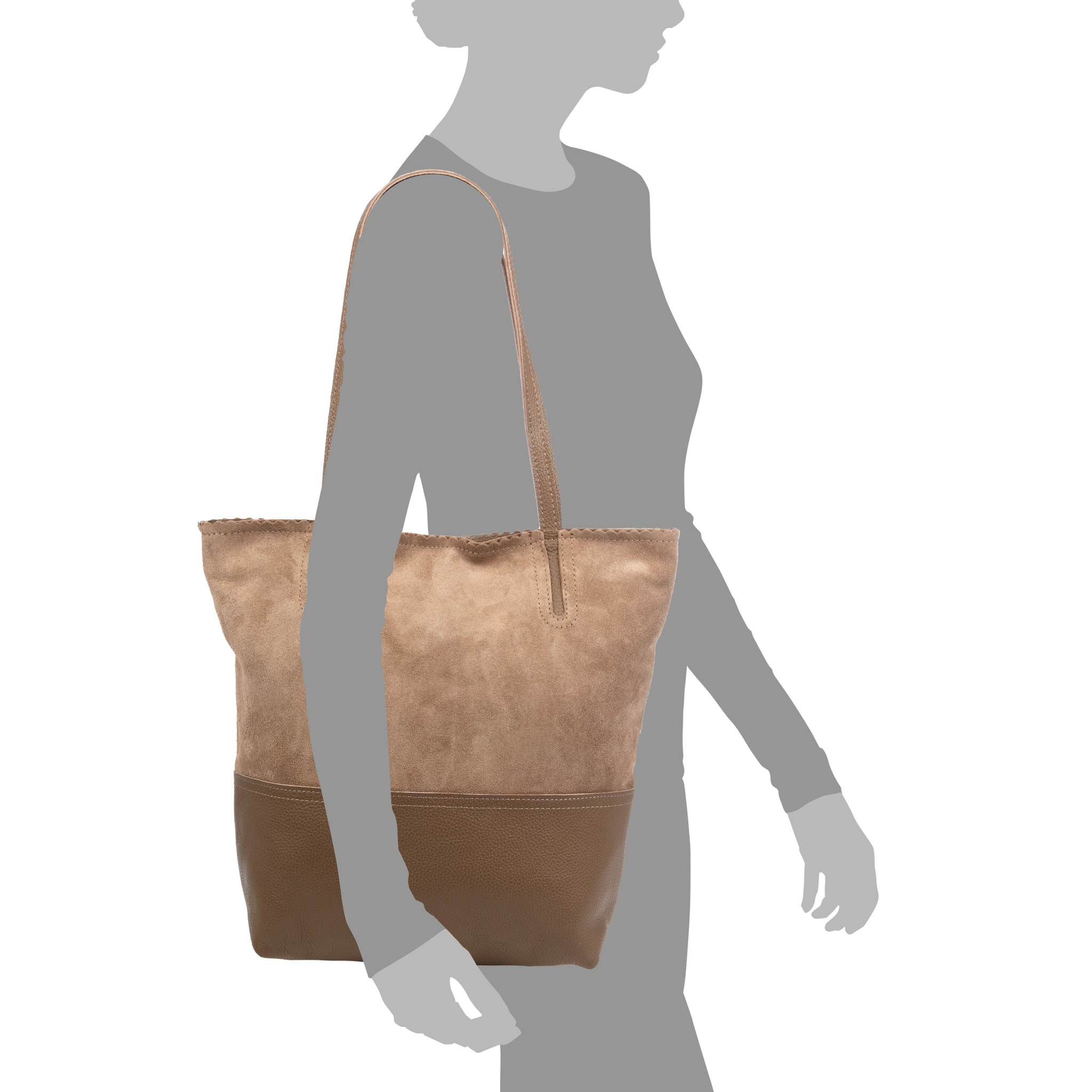 Bellino Borsa Tote Donna. Pelle autentica Camoscio e Dollaro.