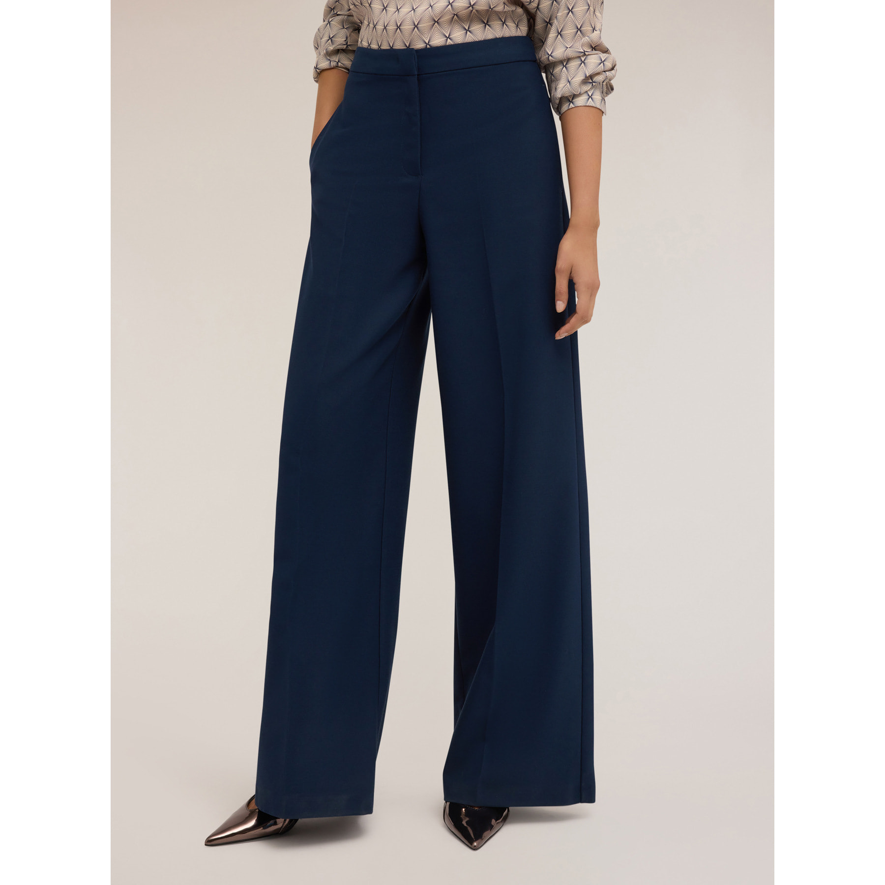 Motivi - Pantalones palazzo de poliviscosa - Azul