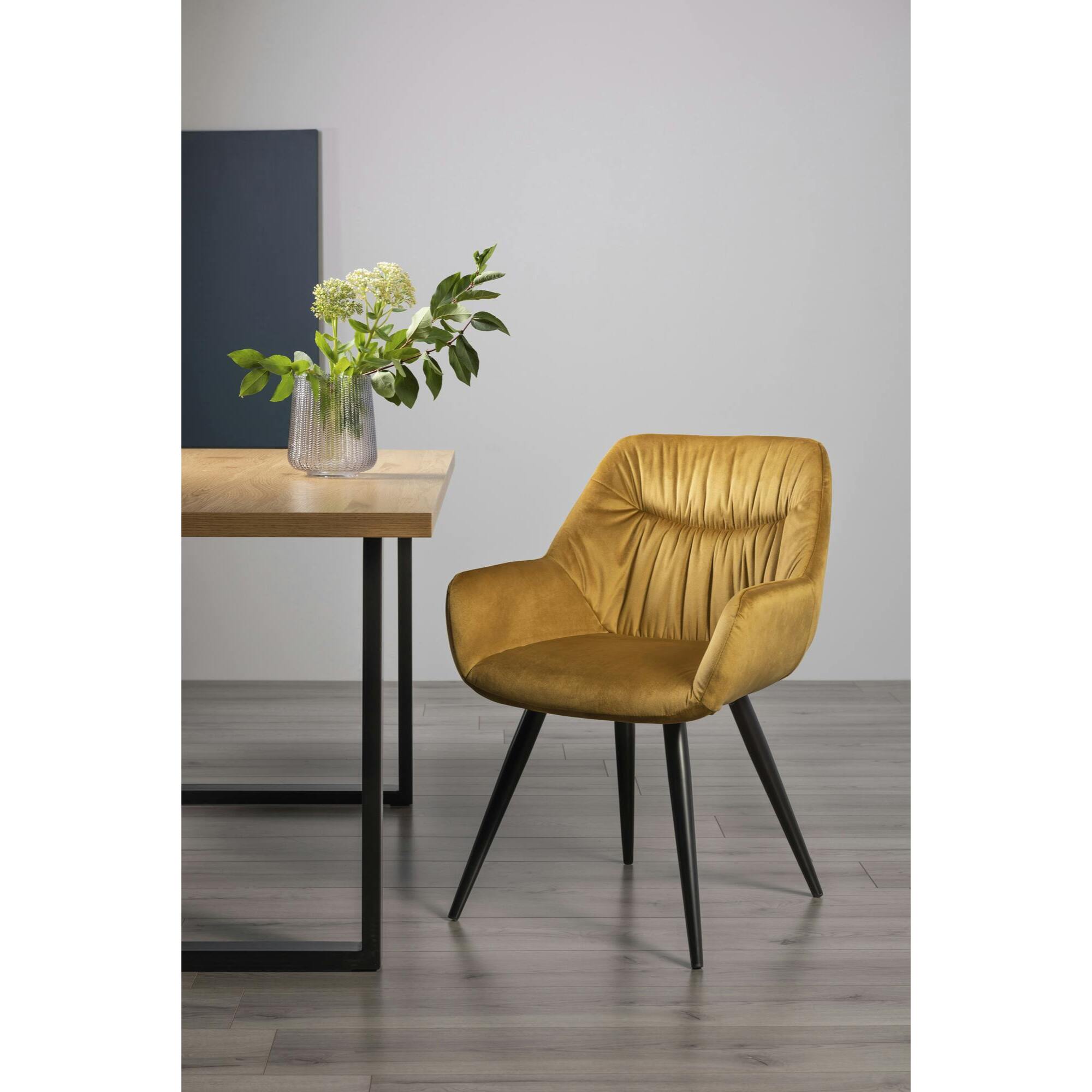 Fauteuil de table velours moutarde (lot de 2) ARLINGON
