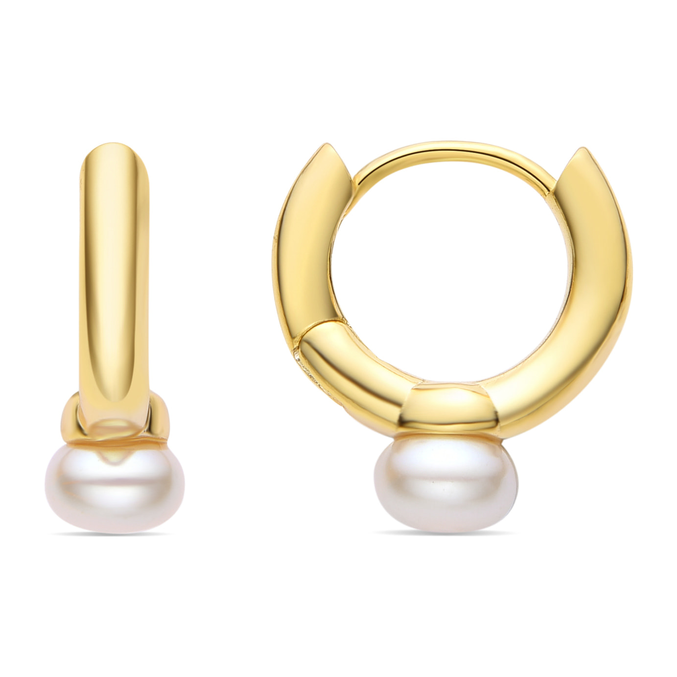 Pendientes de Perla Blanca acabados en oro amarillo de 18K