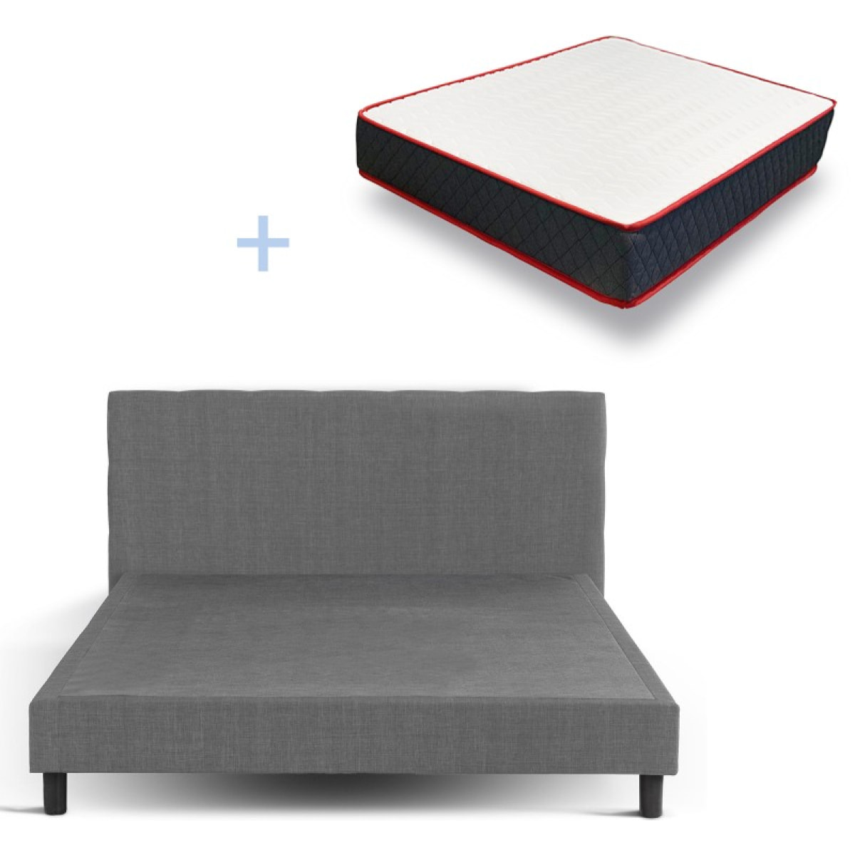 Lit Venise Tissu Gris clair + Matelas Memoire de Forme | Design et qualité