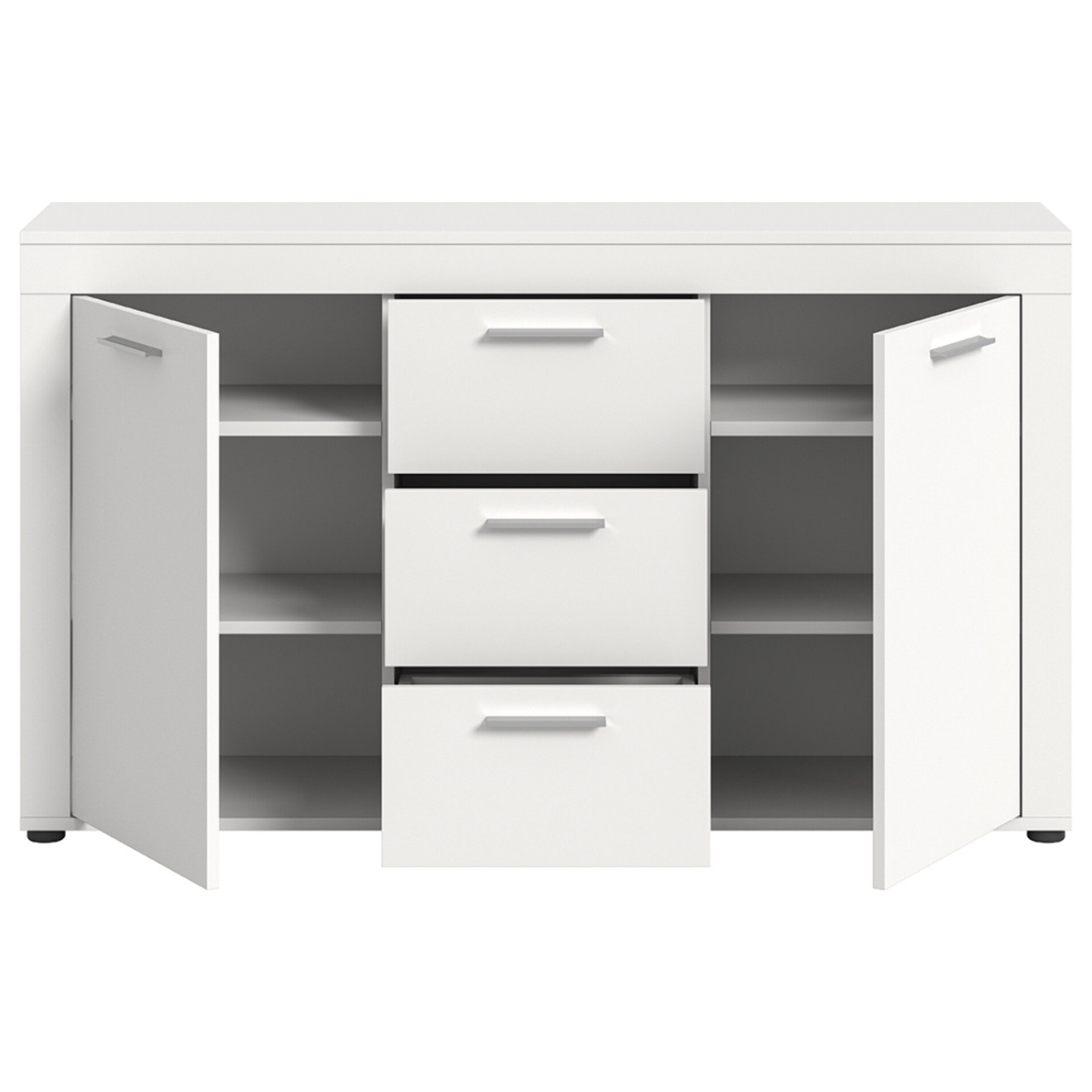 Stafford - buffet bas - blanc - 3 tiroirs et 2 portes - 125 cm - Blanc