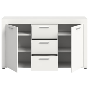 Stafford - buffet bas - blanc - 3 tiroirs et 2 portes - 125 cm - Blanc