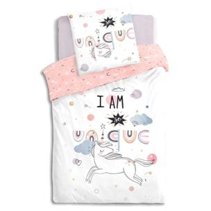 Parure de lit enfant "Licorne" - coton 140x200 cm