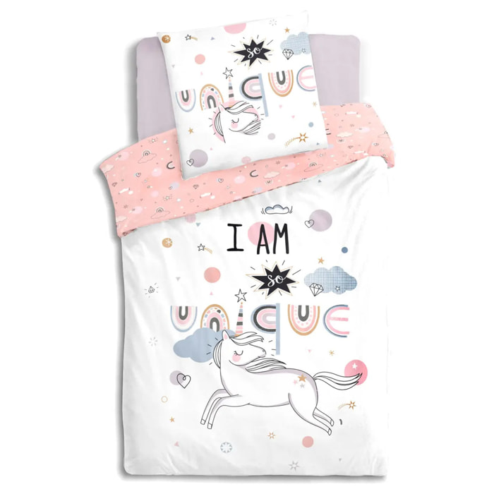 Parure de lit enfant "Licorne" - coton 140x200 cm