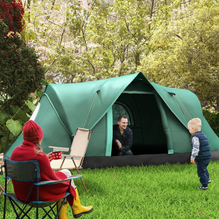 Tienda de Campaña Familiar para 5-6 Personas Tienda de Acampada de Túnel Impermeable 3000mm+ Tienda de Camping con Bolsa de Transporte y Gancho para Pescar Senderismo 455x230x180 cm Verde