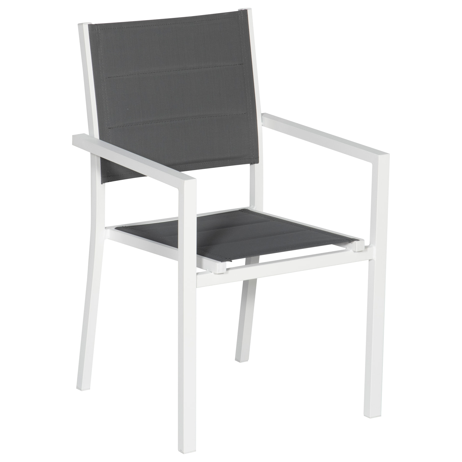 Lot de 10 chaises rembourrées en aluminium blanc - textilène gris