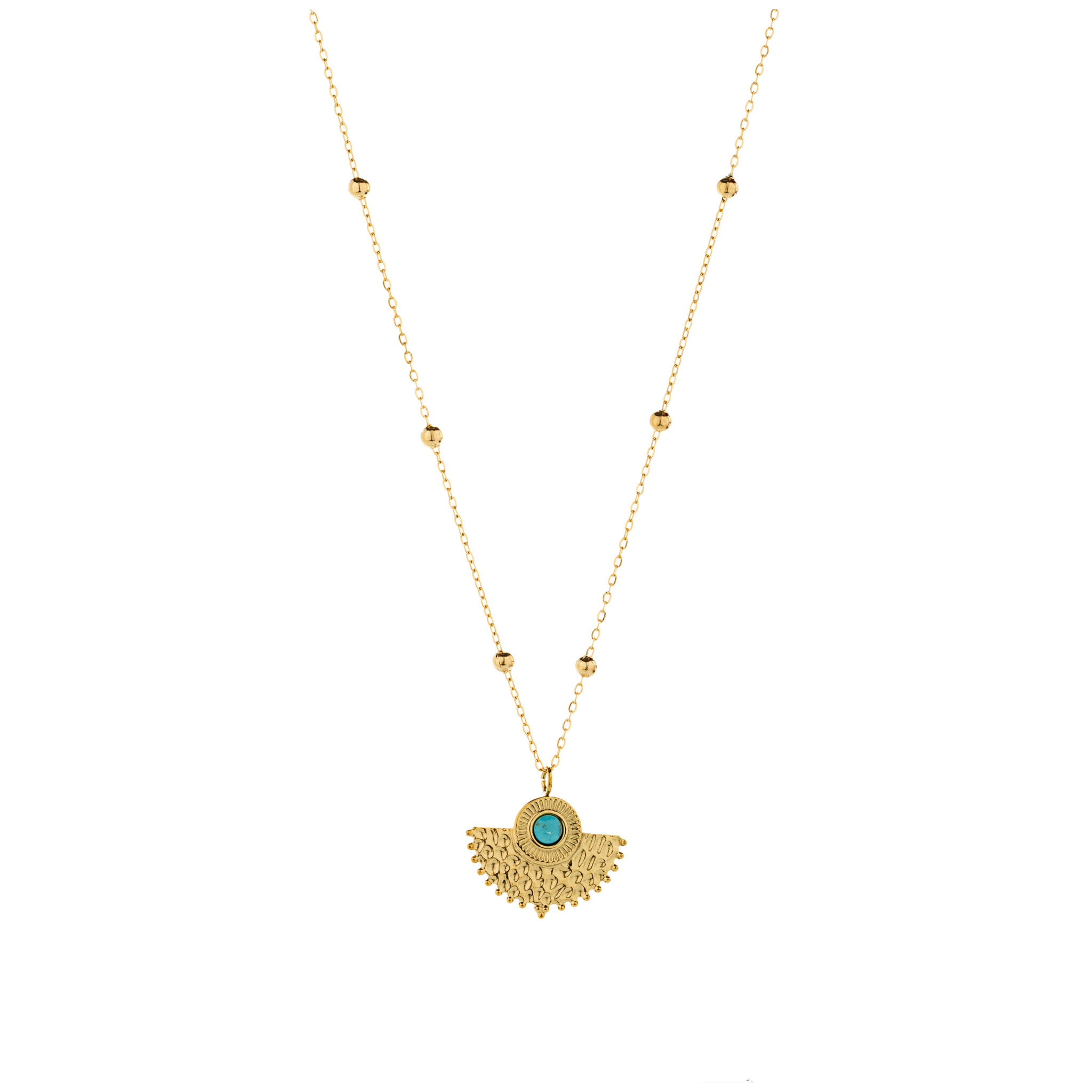 Collar de Turquesa acabado en oro amarillo de 18K- Kumora