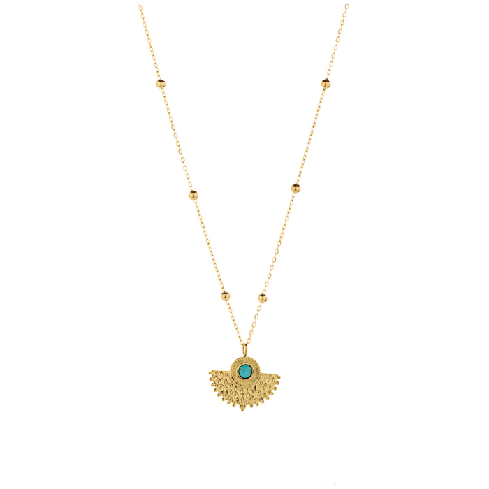 Collar de Turquesa acabado en oro amarillo de 18K- Kumora