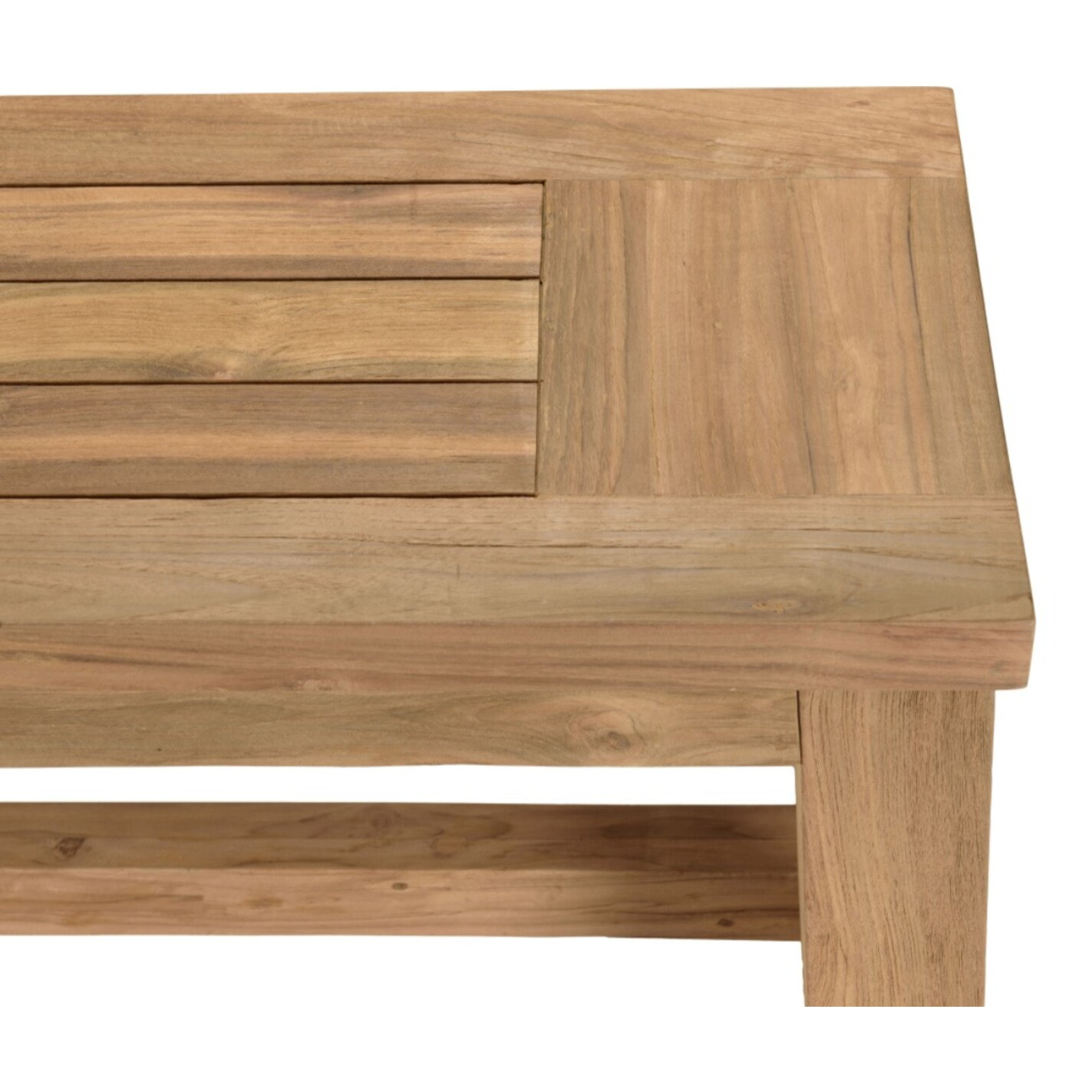 KALLY - Banc de jardin 270x35cm en bois teck recyclé couleur naturelle