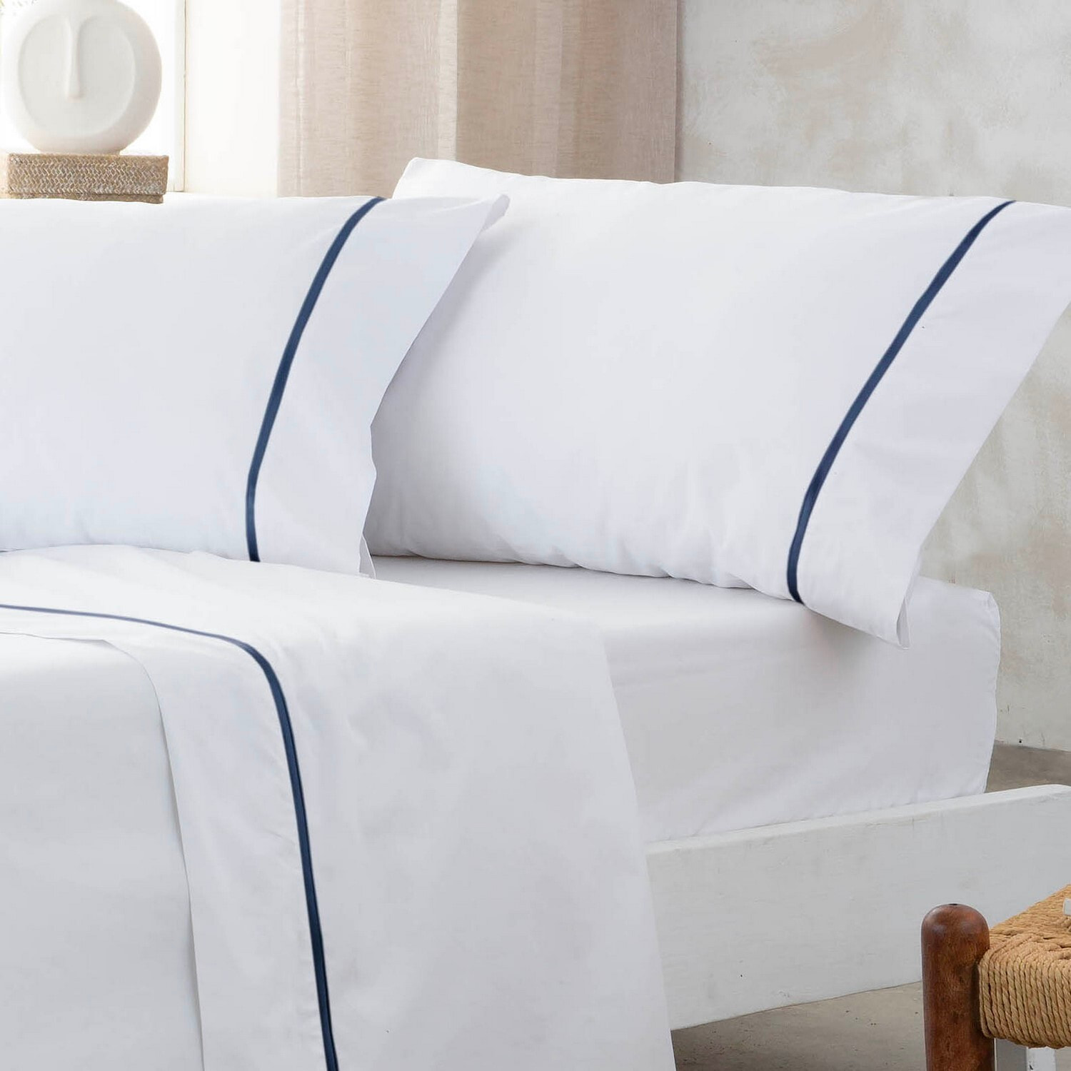 Funda de almohada yaki blanco/azul