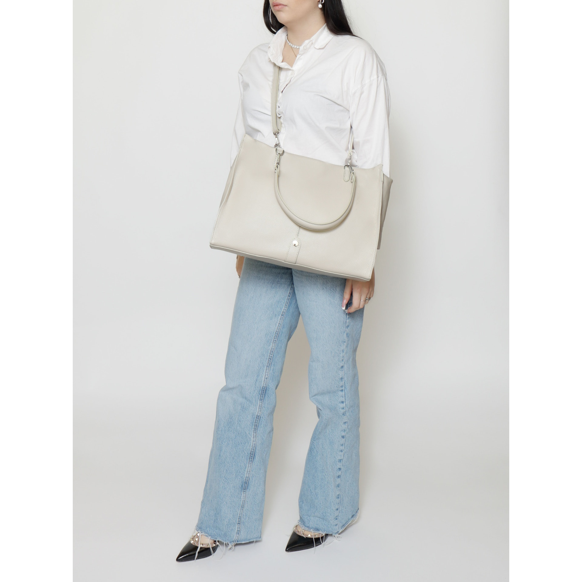 Borsa a mano da donna - Modello False - 100% vera pelle - 40.0 x 30.0 x 15.0 cm