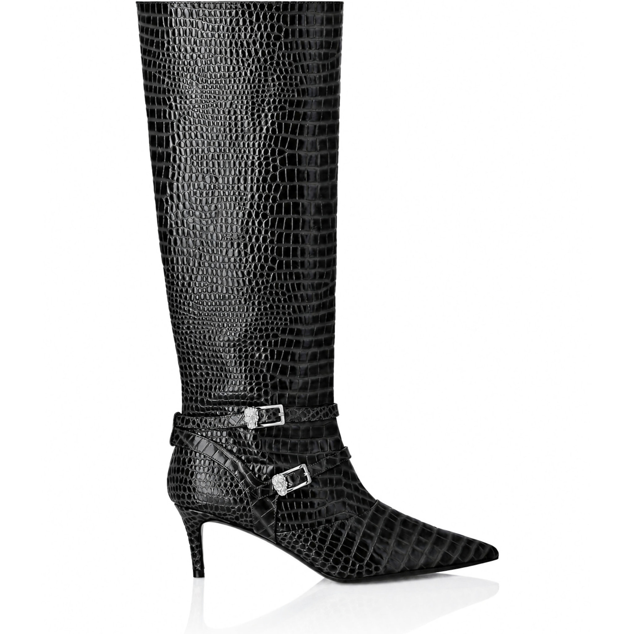 PHILIPP PLEIN Stivali alti con tacco basso COCCO