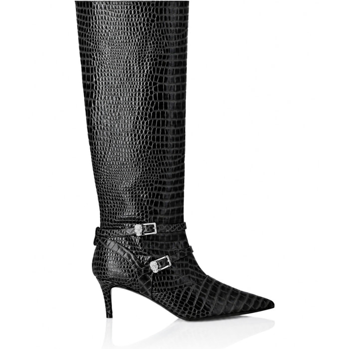 PHILIPP PLEIN Stivali alti con tacco basso COCCO